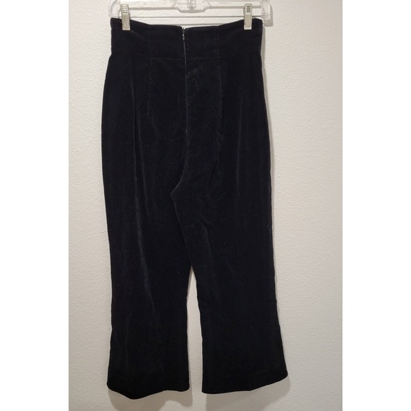 Velvet Black High-Waisted Cropped Wide Leg Pants Vintage Rare 90s Y2K - Picture 3 of 8